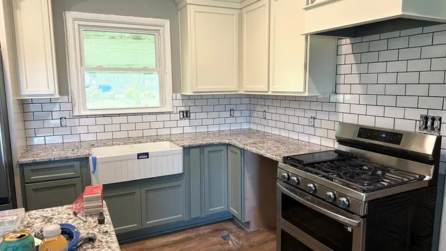 Kitchen remodel with subway tile backsplash by Grain and Stain Renovations in Hendersonville TN